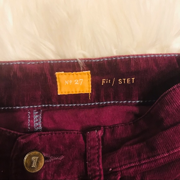 Anthropologie Picro & the Letterpress Corduroy Zippered Wine Red Skinny Jeans - Picture 12 of 13